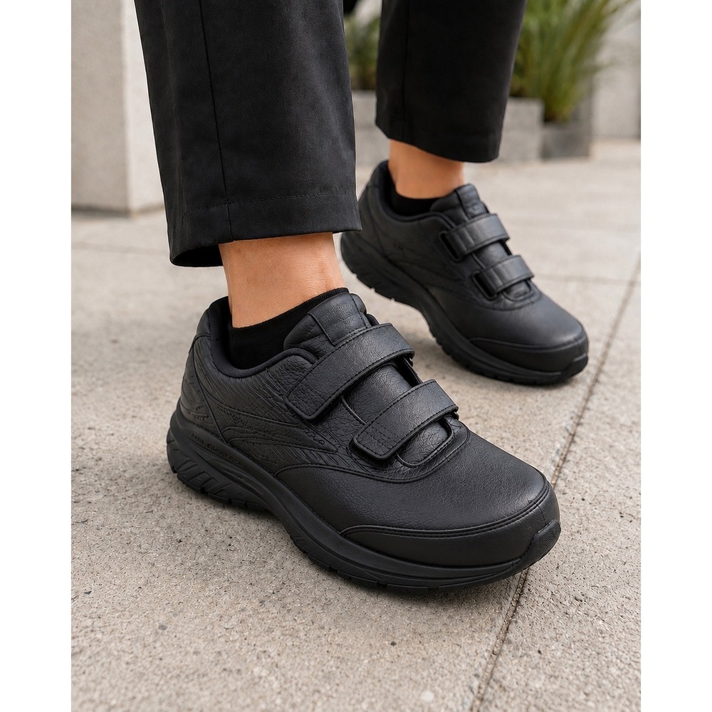 Brooks Addiction‎ Walker V-Strap 2 Leather Walking Shoes Black 2E Wide 10